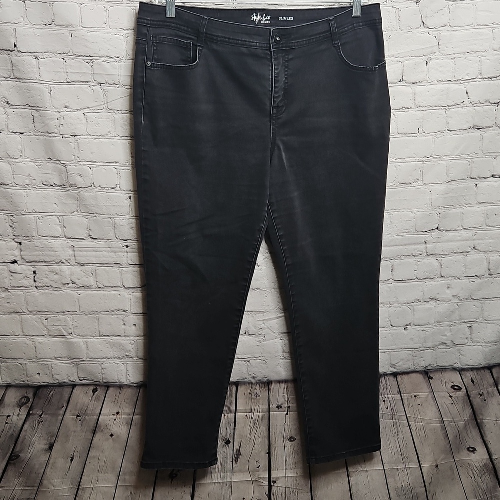Style & Co Petite Black Slim Leg Jeans Size 16 Petite